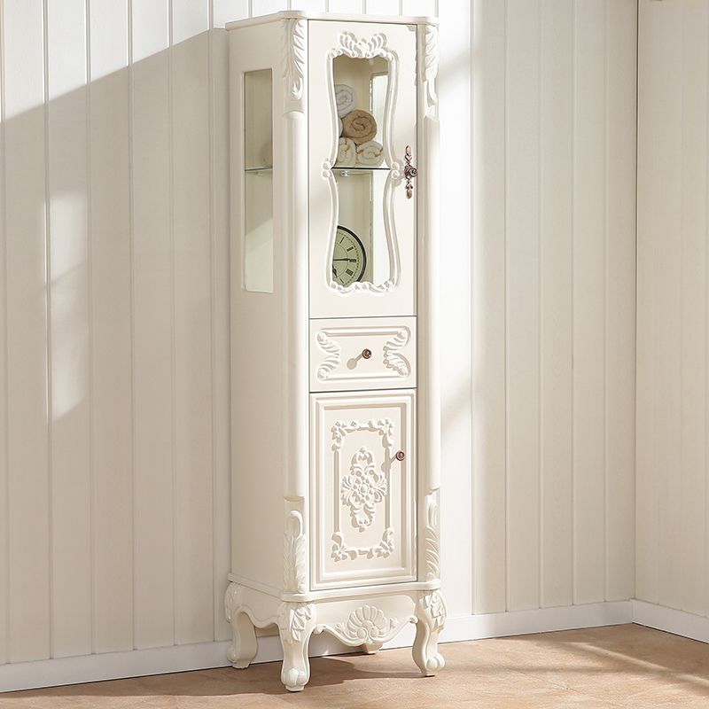 Modern Standard Accent Cabinet White Solid Wood Cabinet with Doors