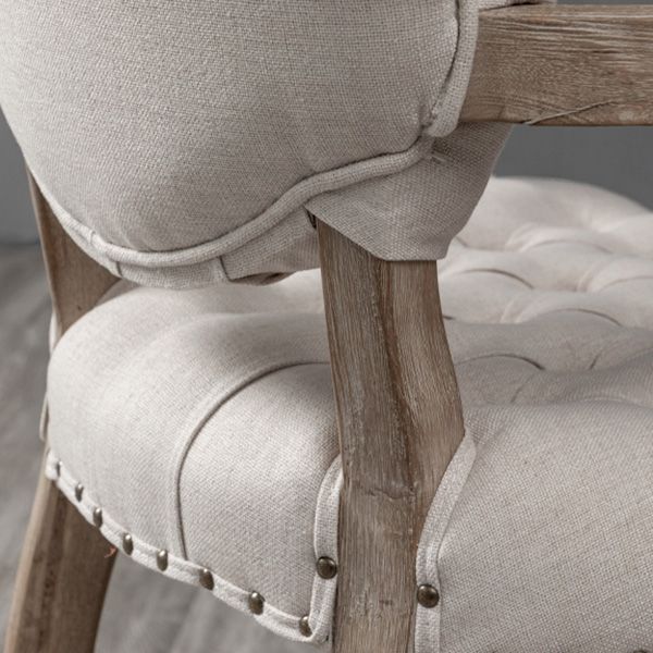 Chaise de salle à manger en bois de ferme, fauteuil rembourré avec 4 pieds gris pour salle à manger
