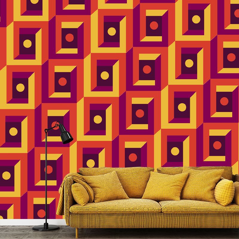 Customized Geometry Wall Mural Mildew Resistant Wallpaper for Dining Room