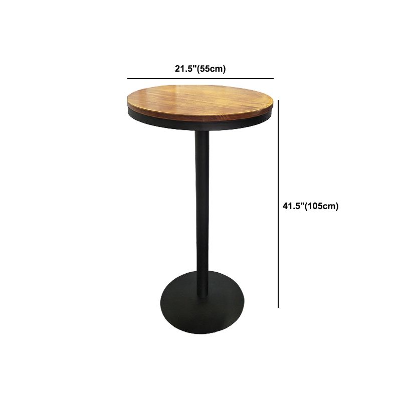 Wooden Bar Dining Table Industrial Bar Height Cocktail Table with Metal Base