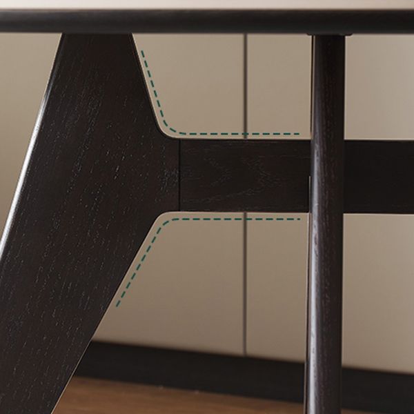 48 Inch Modern White Stone Top Dining Table with 4 Black Oak Legs