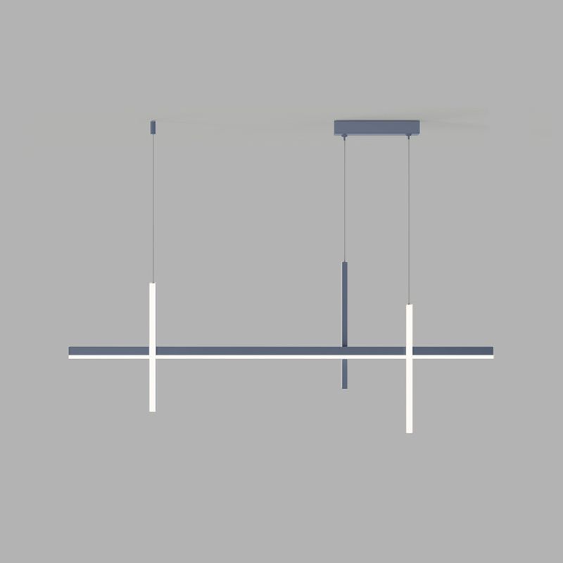 3-Light Linear Island Light Fixture Simplicity Metal Pendant Light for Dining Room