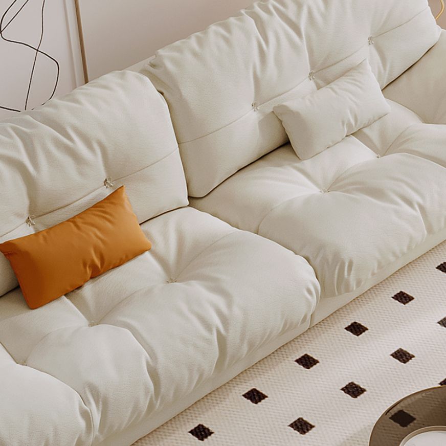 Scandinavian Seating White Tufted Fabric Armless Living Room Standard Settee