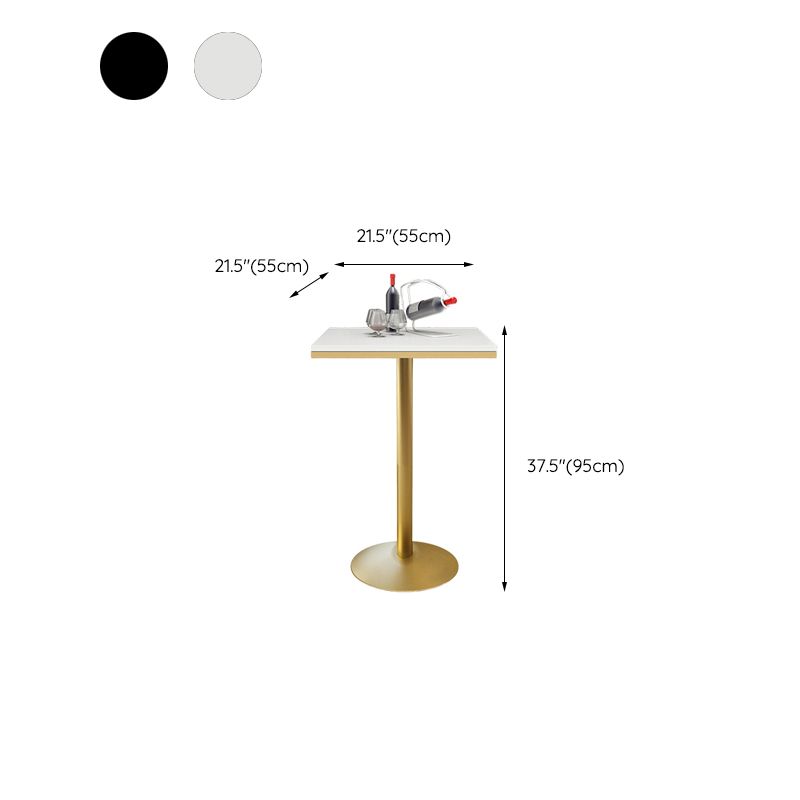 Glam Solid Wood Bistro Table Fixed Pedestal Bar Dining Table with Metal Base