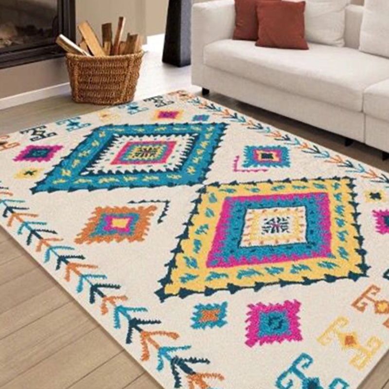 Tapis à domicile multicolore Tapis classique Tribal Imprimer la zone de tapis Polyester avec un tapis de support sans glissement