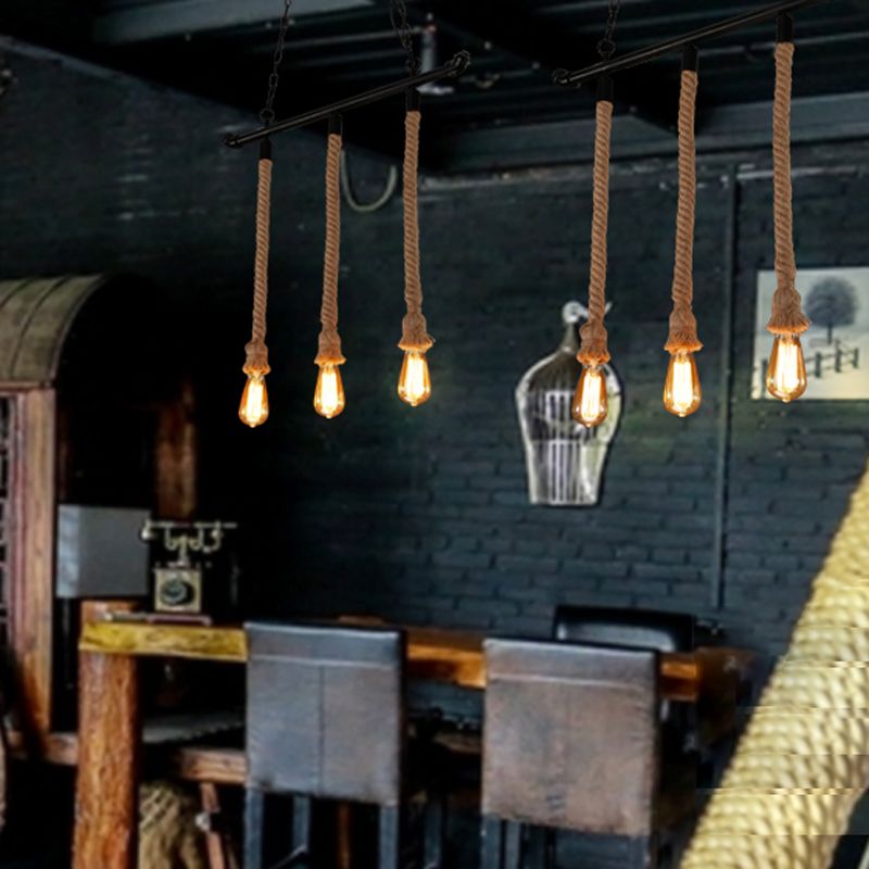 Industrial Style Linear Shape Island Light Metal Chandelier Lamp for Dining Room