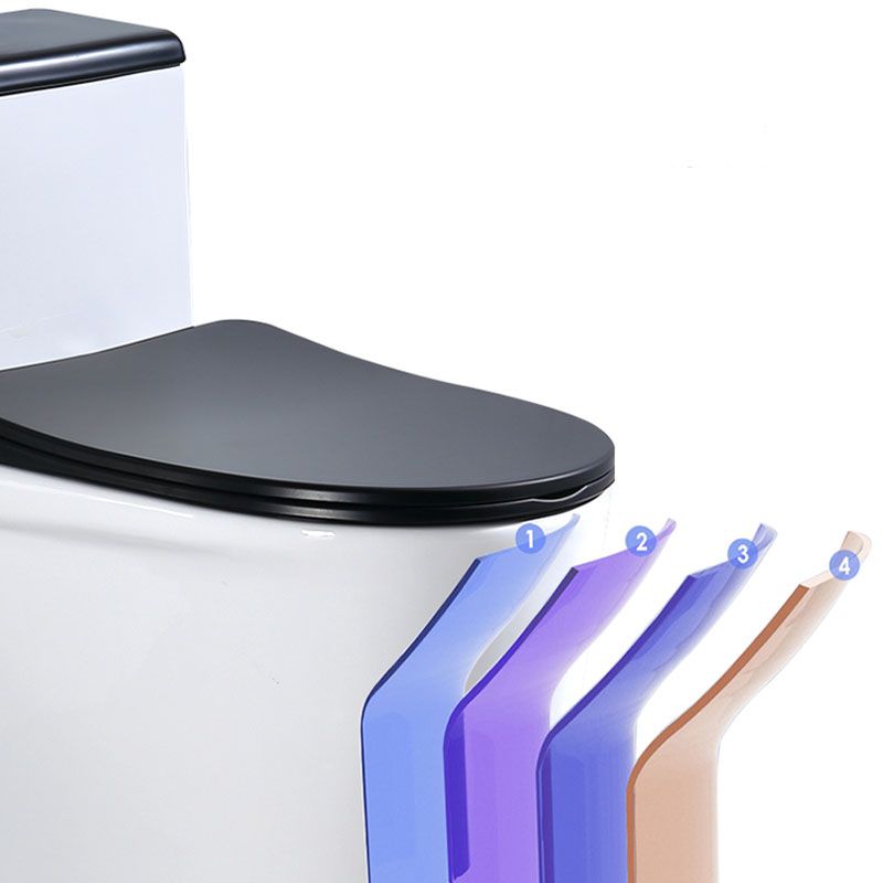 Floor Mount Toilet Black and White Toilet with Siphon Jet Water-saving Function