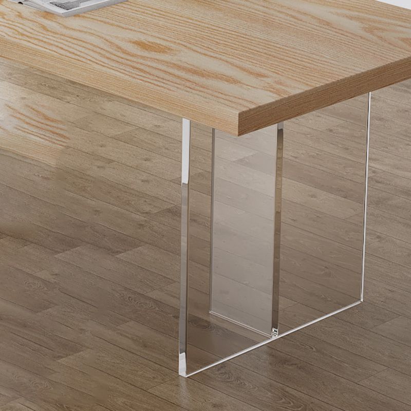 Modern Dining Room Set 1/2/5 Pcs Solid Wood Top Table with Acrylic Chairs