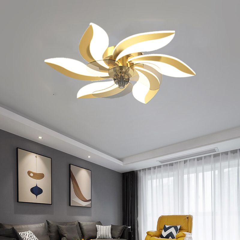 Modern LED Ceiling Fan Light Simple Ceiling Mount Lamp with Acrylic Shade for Bedroom