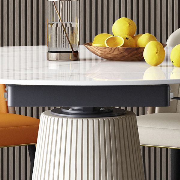 Glam Round Shape Dining Table Standard Sintered Stone Dining Table with Pedestal Base