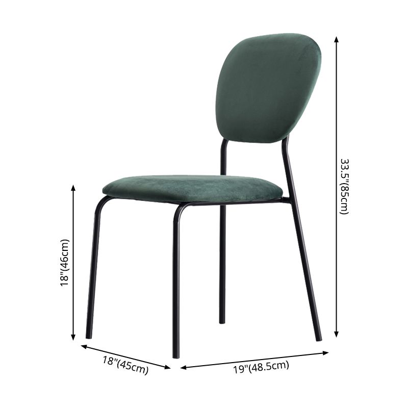 Sillas de comedor sin brazos con respaldo abierto, sillas laterales tapizadas con patas de metal