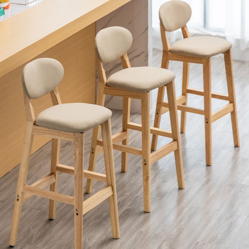 Modern Armless Backrest Counter Stool Wood Living Room Bar Stool with Cushion