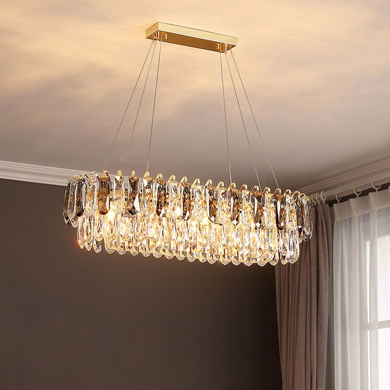 Crystal LED Island Light Modern Minimalism Living Room Hanging Chandelier