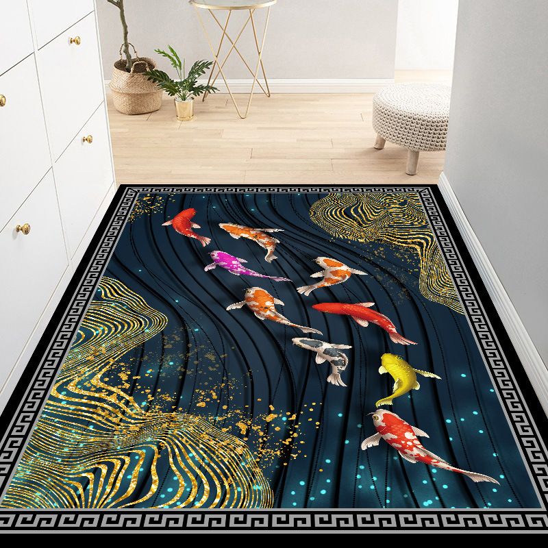 Modern Rug Polyester Shining Rug Stain Resistant Rug for Living Room