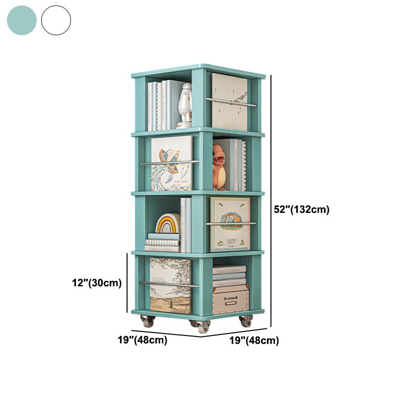 Libreria per angoli in legno fabbricato scandinavo libreria verticale con ruote di caster