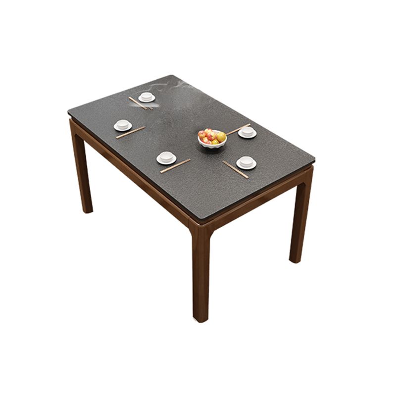 Modern Stone Rectangle Dining Table Rubber Wood Base for Dining Room