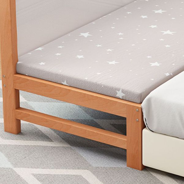 Modern Beech Wood Crib in Light Wood, Standard Size Nursery Crib with Guardrail