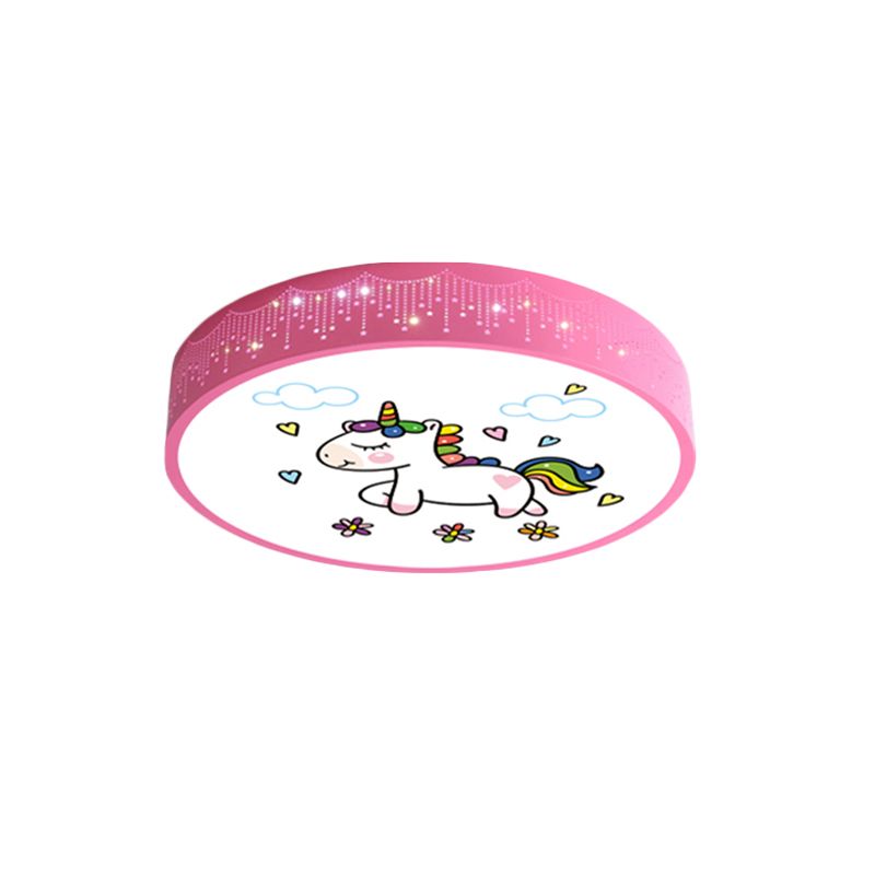 Lámparas LED incrustadas de dibujos animados, lámpara de techo con patrón de Unicornio rosa / azul, con pantalla de acrílico