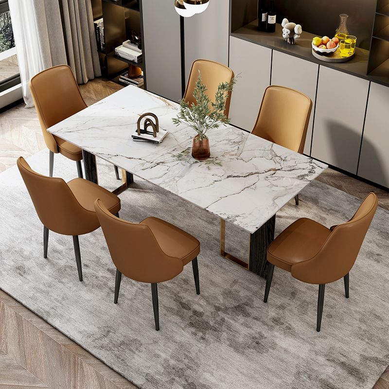 Scandinavian Style Metal Dining Chairs Dining Room Parsons Armless Chair