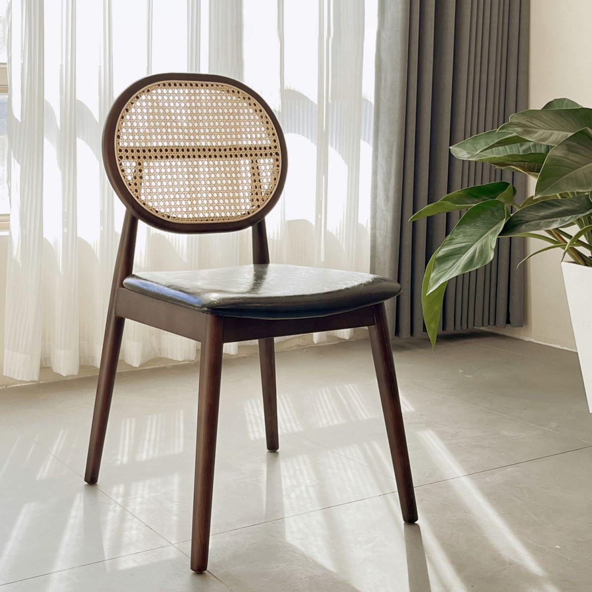 Industrial Style Side Chair Wooden Frame Side Dining Chair for Dining Room