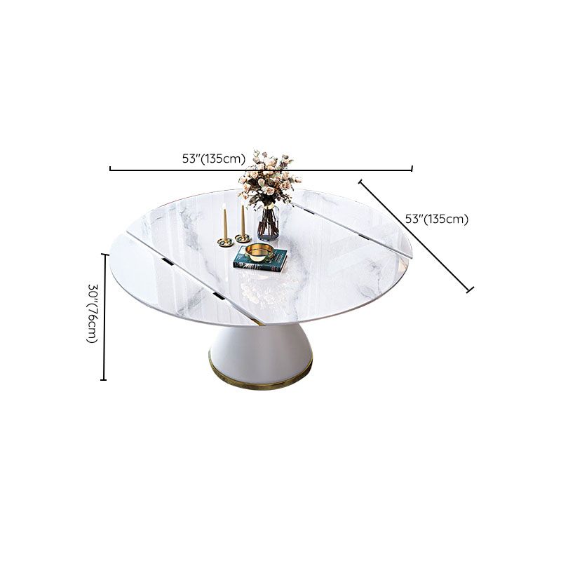 Metal Pedestal Dining Table Extendable Table for Kitchen Dining Room