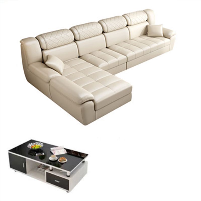 Contemporary Left Hand Facing Sectional 4-Seater Sofa with Pillow Back Cushions