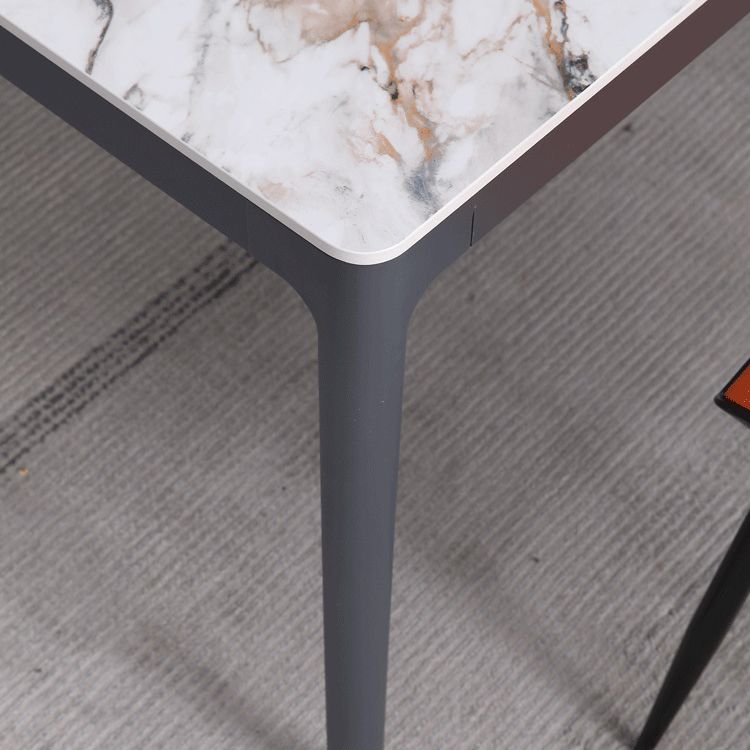 Metal Contemporary Rectangular Dining Table with 4 Legs Sintered Stone Table for Home