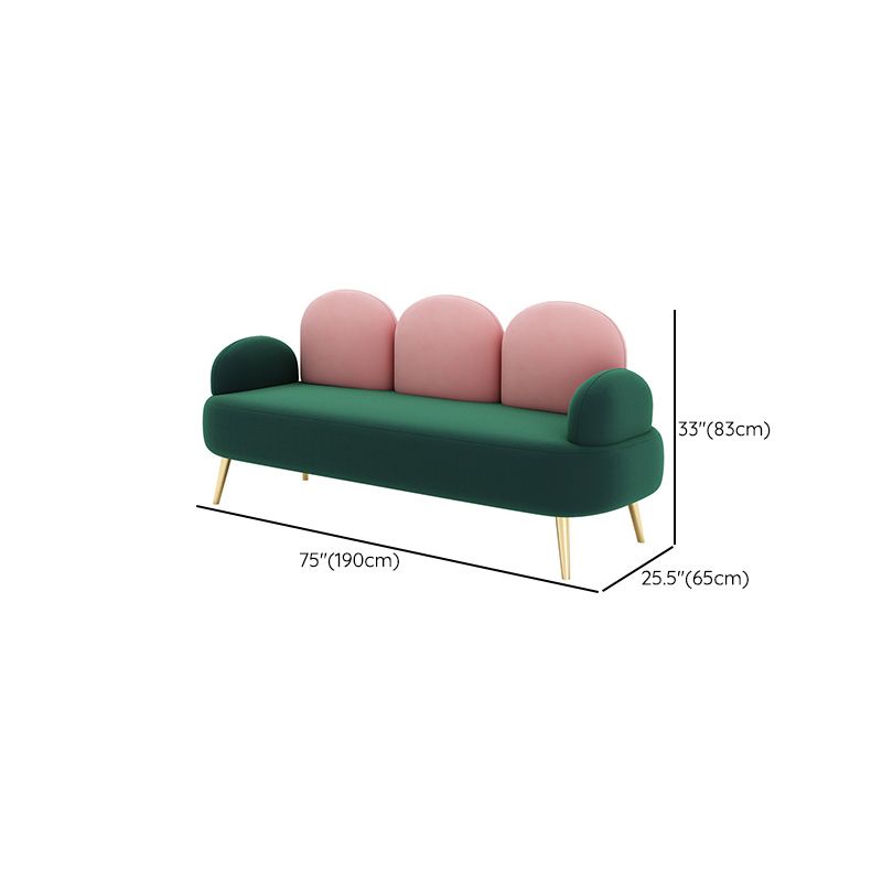 Contemporary Green Sofa with Square Arm and Tight Back for Apartment