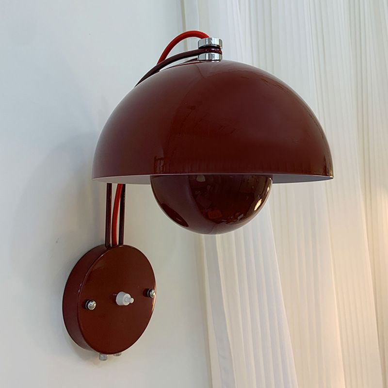 1-Light Wall Lamp Macaron Style Wall Mount Lamp with Metal Shade for Aisle