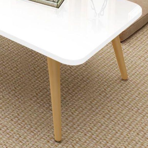 Solid Wood Rectangle Cocktail Table with 4 Legs and Wooden Top