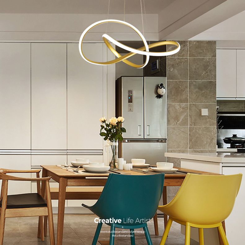 Gold Metal Hanging Pendant Lights Contemporary Hanging Lamps for Dining Room