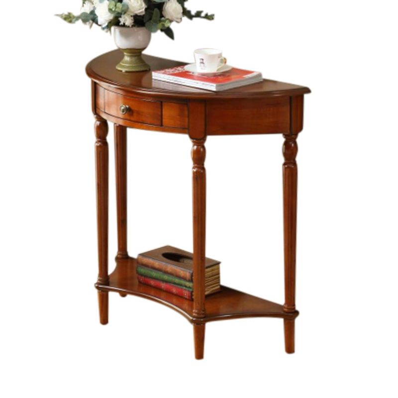 Storage Half Moon Console Table Wood Mid-Century Modern End Table