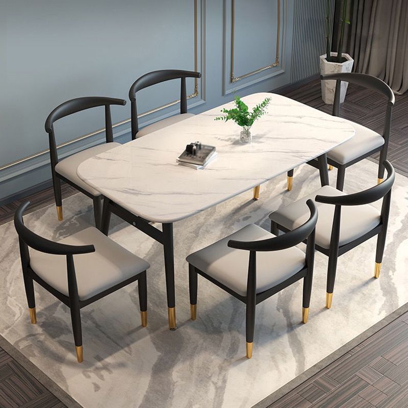 Minimalist Style MDF Top Dining Table Set of Rectangle Shape for Formal Dinette Set