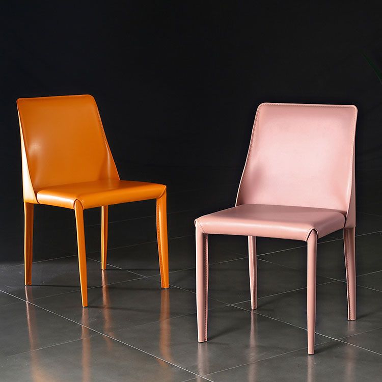 Eigentijdse stijl eetstoelen armloze zijstoel met metalen benen voor keuken (set van 2)
