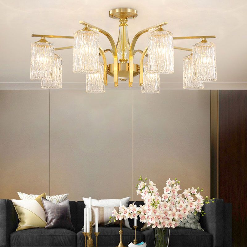 Light Luxury Crystal Ceiling Lamp Cylinder Shape Ceiling Light for Bedroom