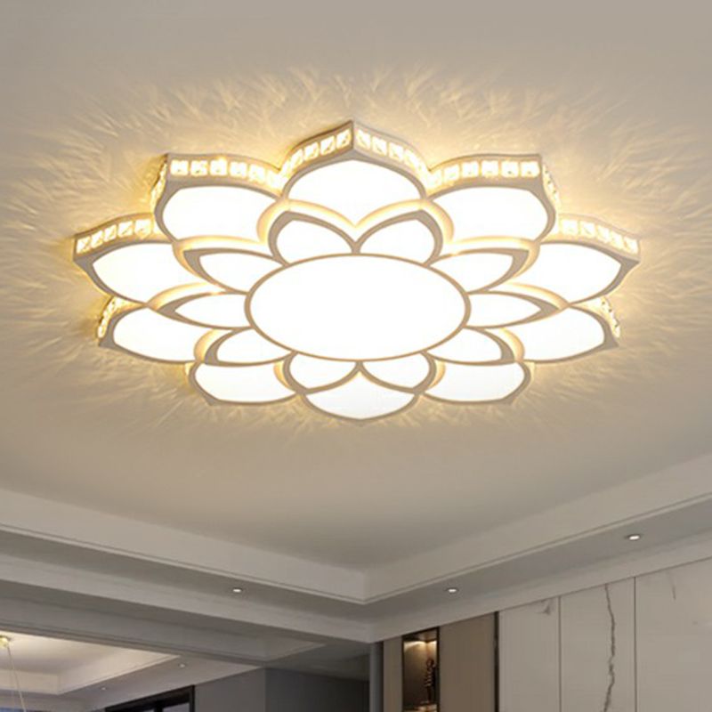 Minimalist Floral Flush Plafond Licht Acryl Slaapkamer LED Flush Mounted Armatuur met Clear Crystal Accenten