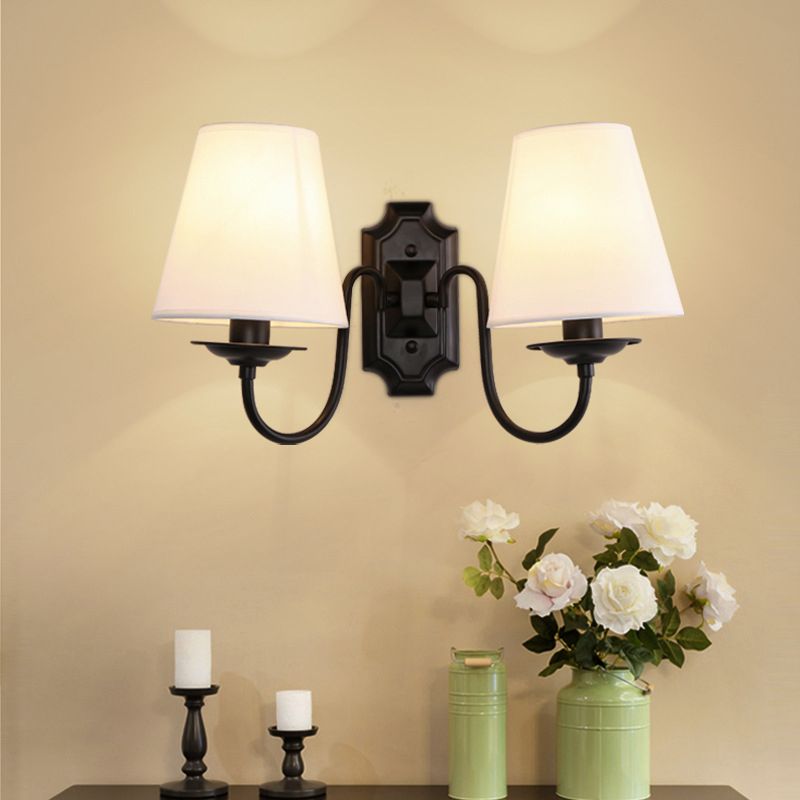 Bodet Shade Fabric Mur Lightture Vintage Living Room Lampe murale en noir