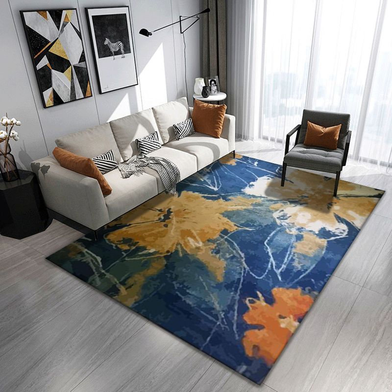 Minimalist Rug Industrial Watercolor Print Carpet Living Room Polyester Rug with Non-Slip Backing