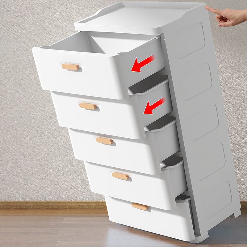 Scandinavian Kids Nightstand Plastic Nursery Dresser with 5 Drawers