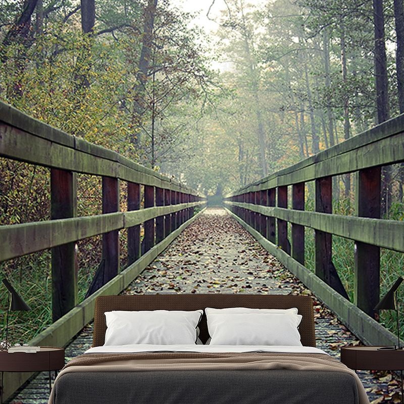 Wooden Bridge Environment Friendly Wall Mural Industrial Style Space Extension Wall Mural