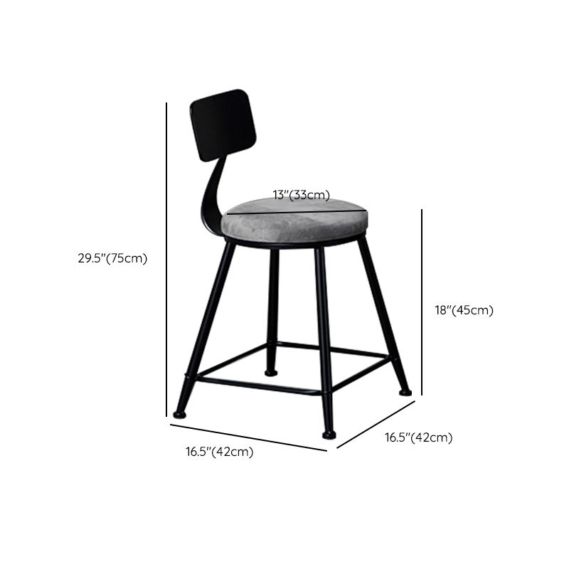 Industrial Gray Velvet Stools Metal Indoor Counter & Bar Stools
