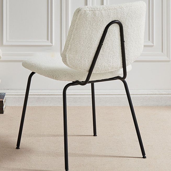 Contemporary Side Chair Open Back Metal Dining Room Chair in White