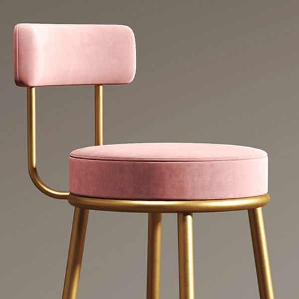Glam Armless Backrest Counter Stool Iron Cushion Bar Stool with and Pedal