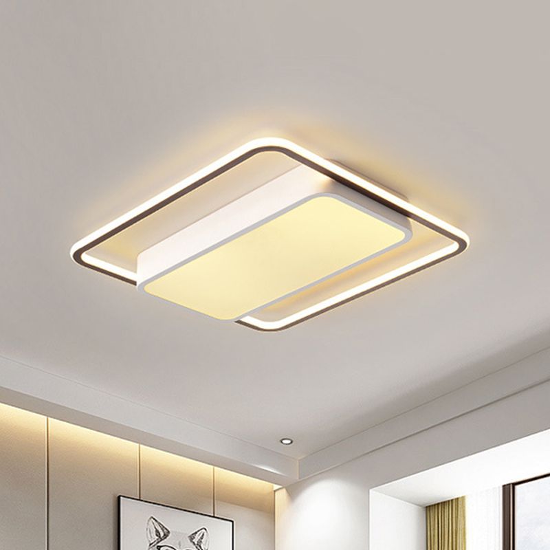 Square Flush Light Fixture Modernist Acrylic LED White Flush Mount Lamp with Iron Canopy