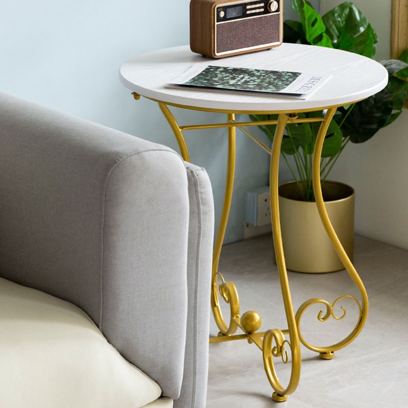 Round Wood X-base Side Table Modern Minimalist End Table for Living Room