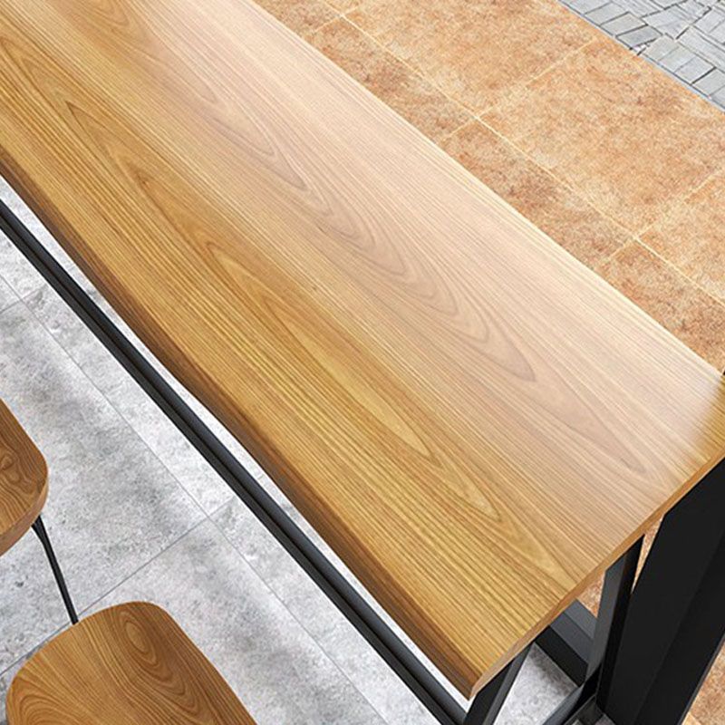 Dining Room Rectangle Wood Top Counter Table Metal Black Legs Industrial Bar Table