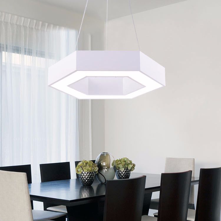 Office Flur LED Anhänger moderner Stil hängendes Licht mit sechseckiger Acrylschatten