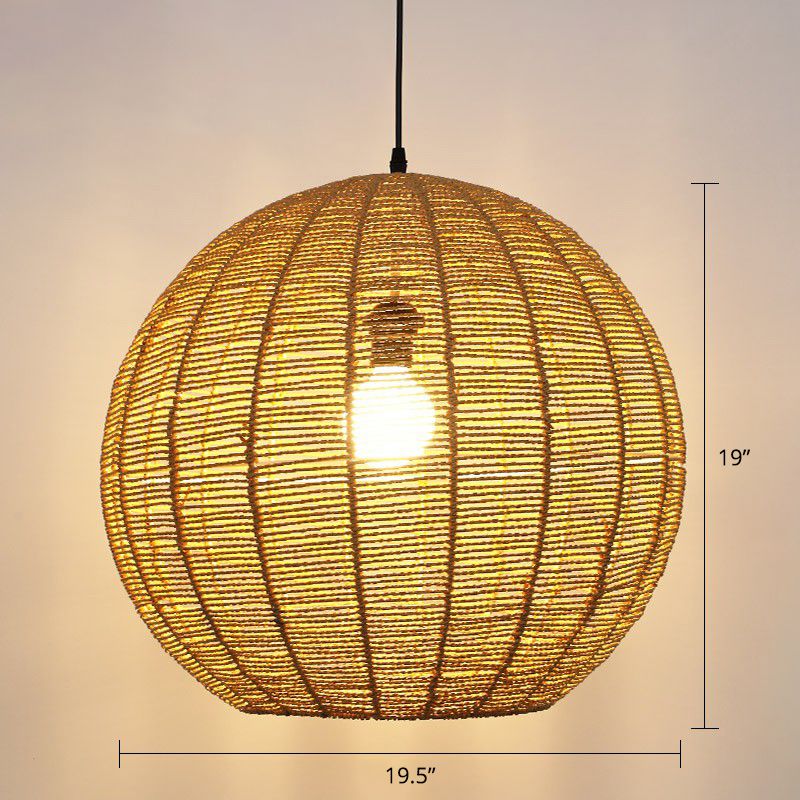Kugelförmige Rattan -Suspension Licht Minimalist 1 Kopfheizendedecke für das Restaurant