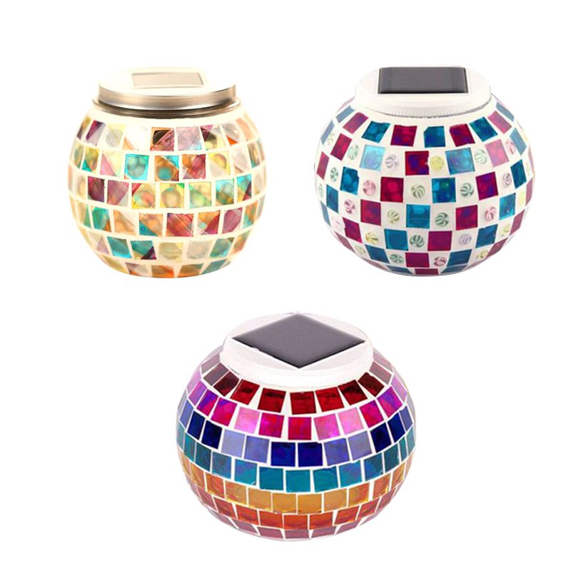 Mosaico de mesa de globo de mosaico Tombra de vidrio manchado de vidrio de iluminación solar decorativa para la cama