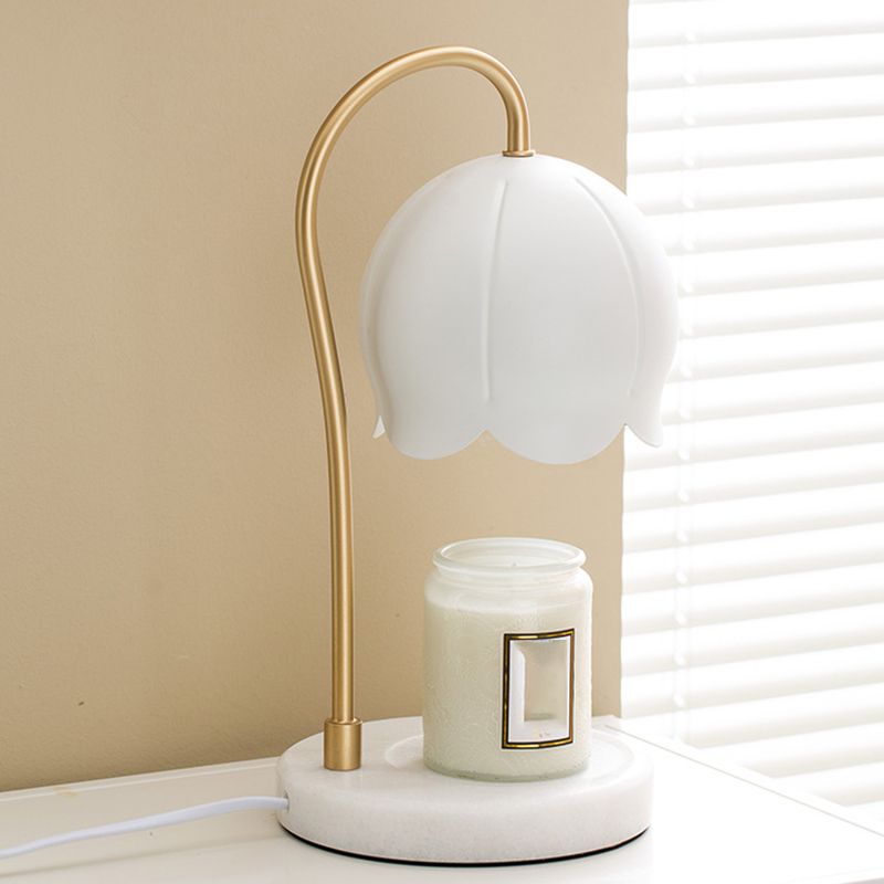 Night Floral Light Nordic Marble 1 Head Bedroom Table Table Lampe de cire sans bougies
